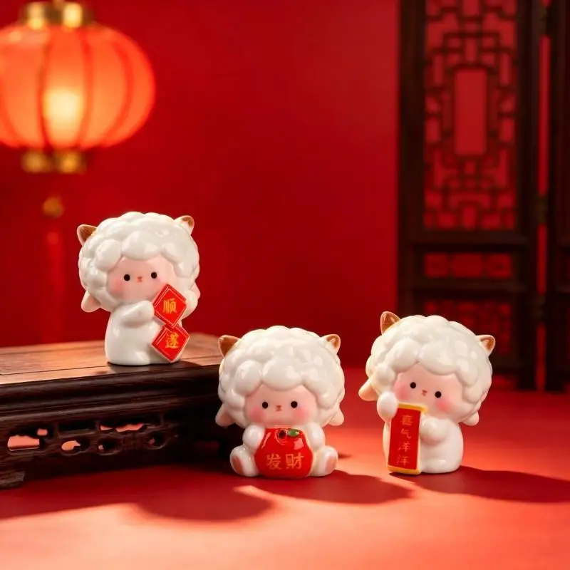 Spring Festival Home Decor 2027 Year of the Goat Ornament 1/6Pcs Cute Mini Sheep Statue Set
