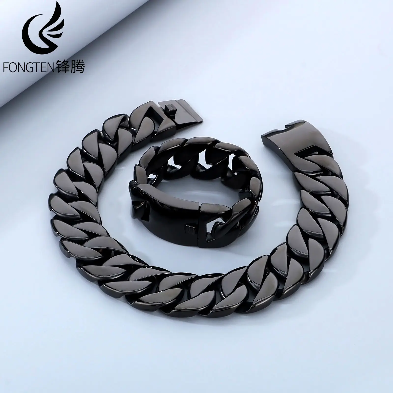 

Мужской браслет Fongten разных размеров из нержавеющей стали, толстая кубинская цепочка, игривые химерные аксессуары, модные украшения