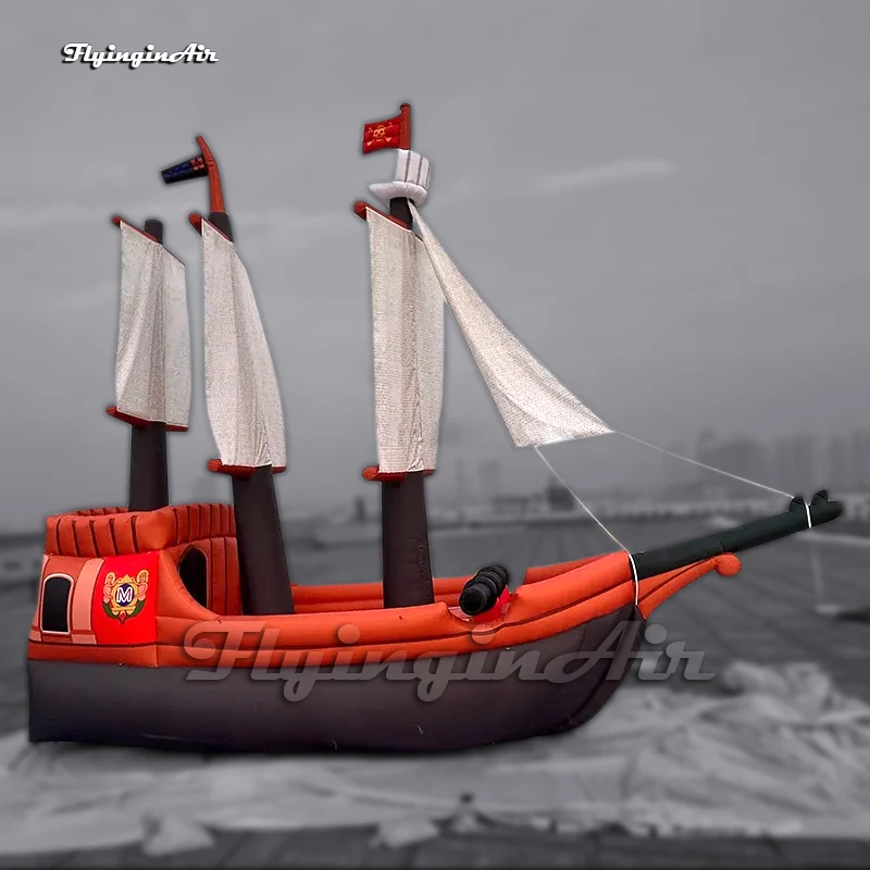 Amazing Large Inflatable Pirate Ship Replica Sea Rover Model Corsair Boat For Theme Party Decoration