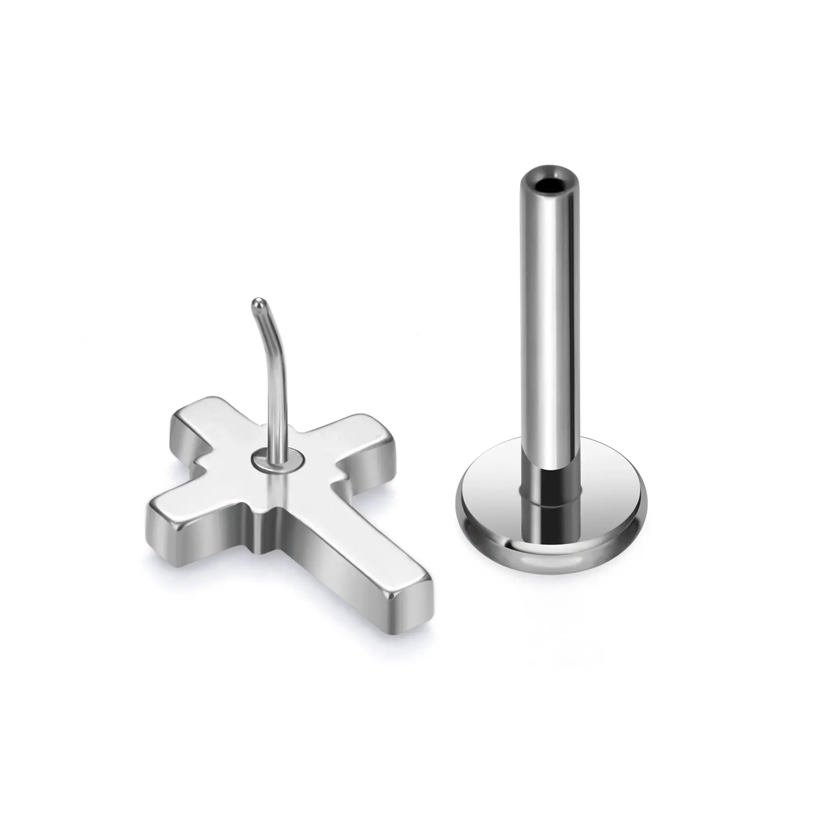 1 Stück/10 Stück Titan-Piercing-Stäbe und -Stifte, Ersatz-Kit, innenliegendes Gewinde, flacher Rücken, Labret-Lippenring, Knorpel-Ohrring-Teil – Detail 10