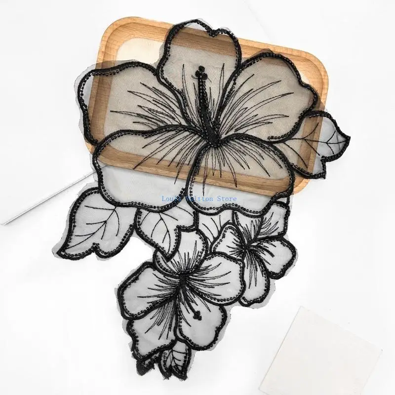 Apliques flores grandes dimensões para roupas para roupas roupas costura chapé