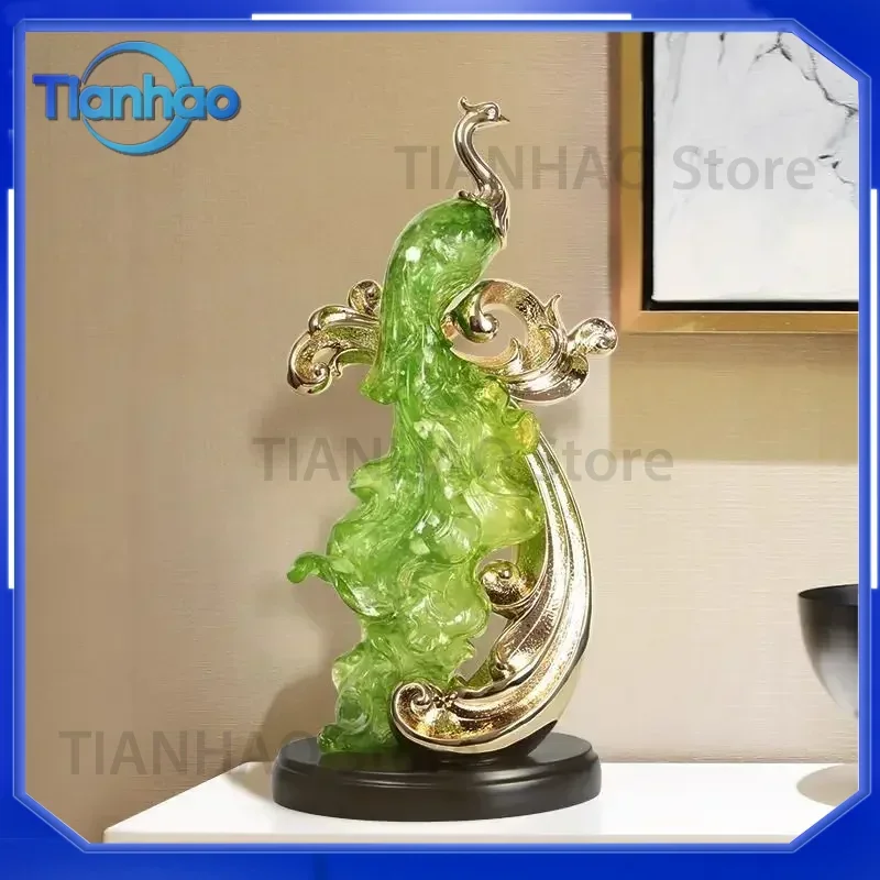 European Peacock Phoenix Ornament for Living Room TV Cabinet Wine Cabinet Study Entrance Home Decoration Handicraft
