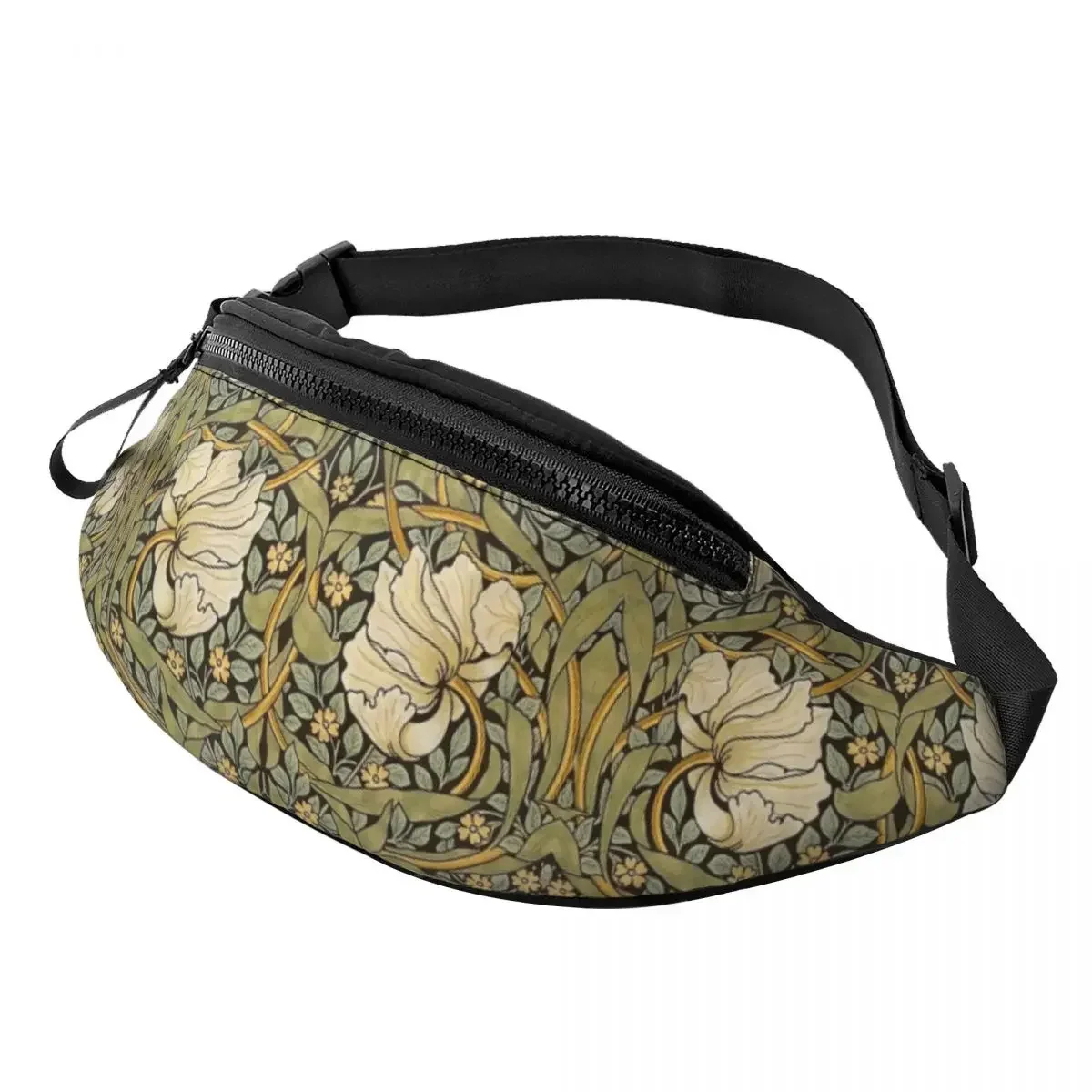 

Cool William Morris Pimpernel Fanny Pack Women Men Floral Textile Pattern Crossbody Waist Bag for Traveling Phone Money Pouch