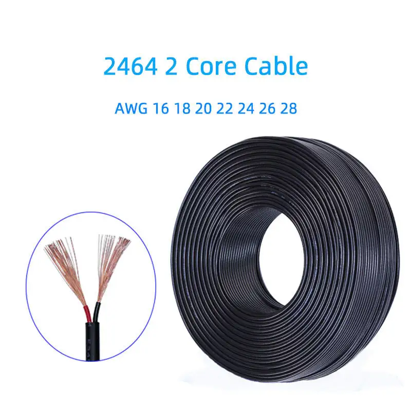 awm 2464 16 18 20 22 24 26 28 awg Cable Factory High quality Sheath cable 2 Core Bare Copper wire dc power cable