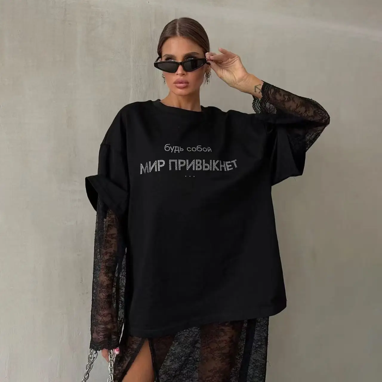 Russian Hot Diamond Letters American Retro 100% Cotton Harajuku Oversized T Shirt Women Short Sleeve Casual Tshirts Loose Tops