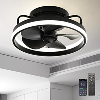85-265V Low Profile Ceiling Fans with Lights and Remote 3000K-6500K Dimmable Bladeless LED Fan Flush Mount for Bedroom kitchen