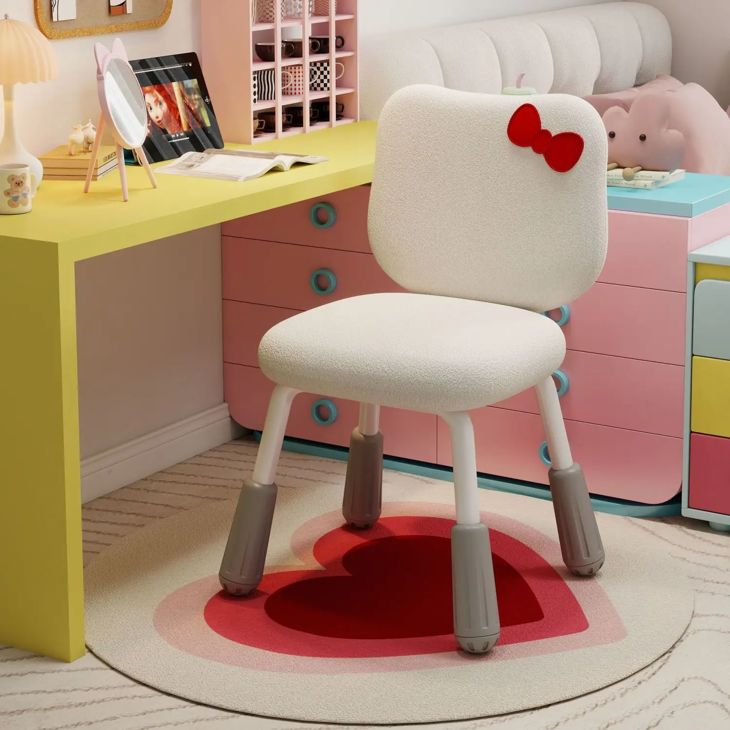 Rotating Lift Bedroom Backrest Chair Net Celebrity Desk Chair Dressing Stool Girls Dormitory Computer Chair Comfortable Makeup