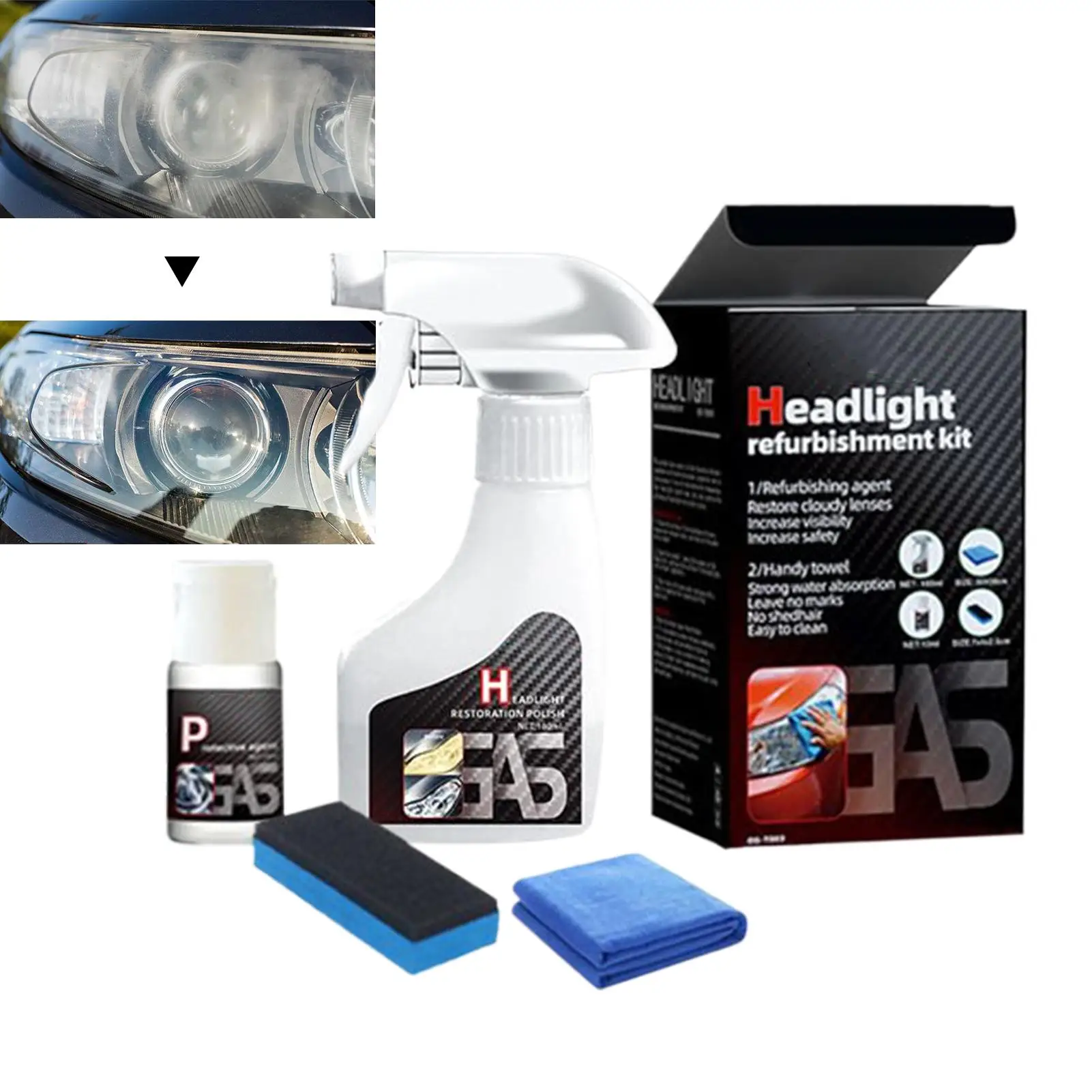 

Комплект жидкости для ремонта фар автомобиля, антиокислительное покрытие, средство для полировки автомобильных ламп, восстановление царапин, грязь, очистка