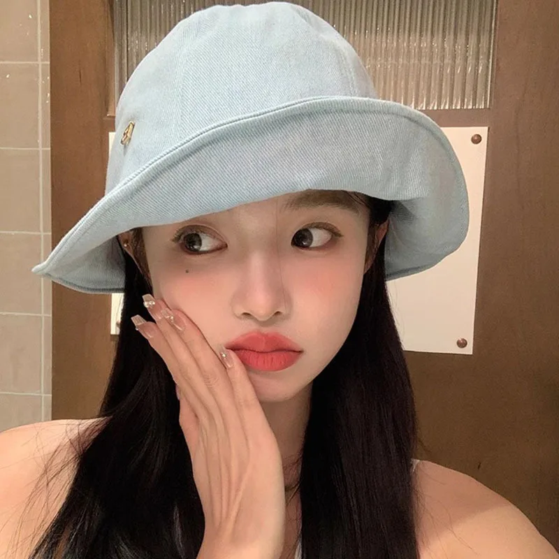 

Quality Korean online celebrity cowboy fisherman hat female summer breathable UV-proof sun-shading hat tilted basin cap.