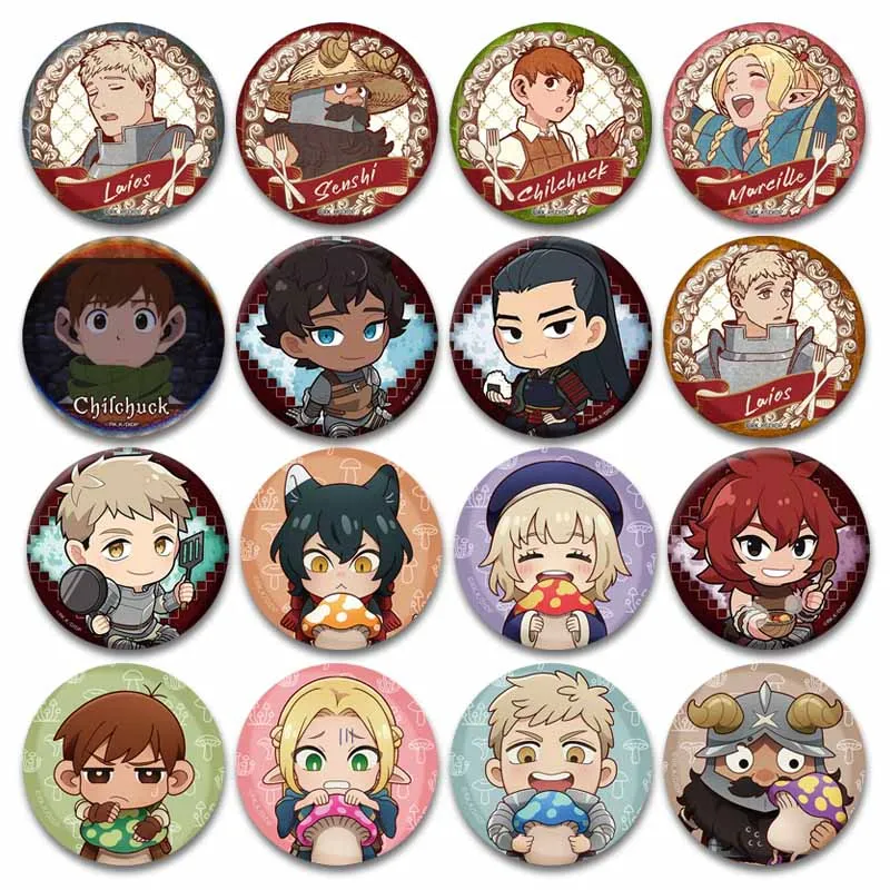 New Anime Delicious in Dungeon Brooch on Backpack Clothes Jewelry Accessories Marcille Donato Laios Touden Senshi Cartoon Badge