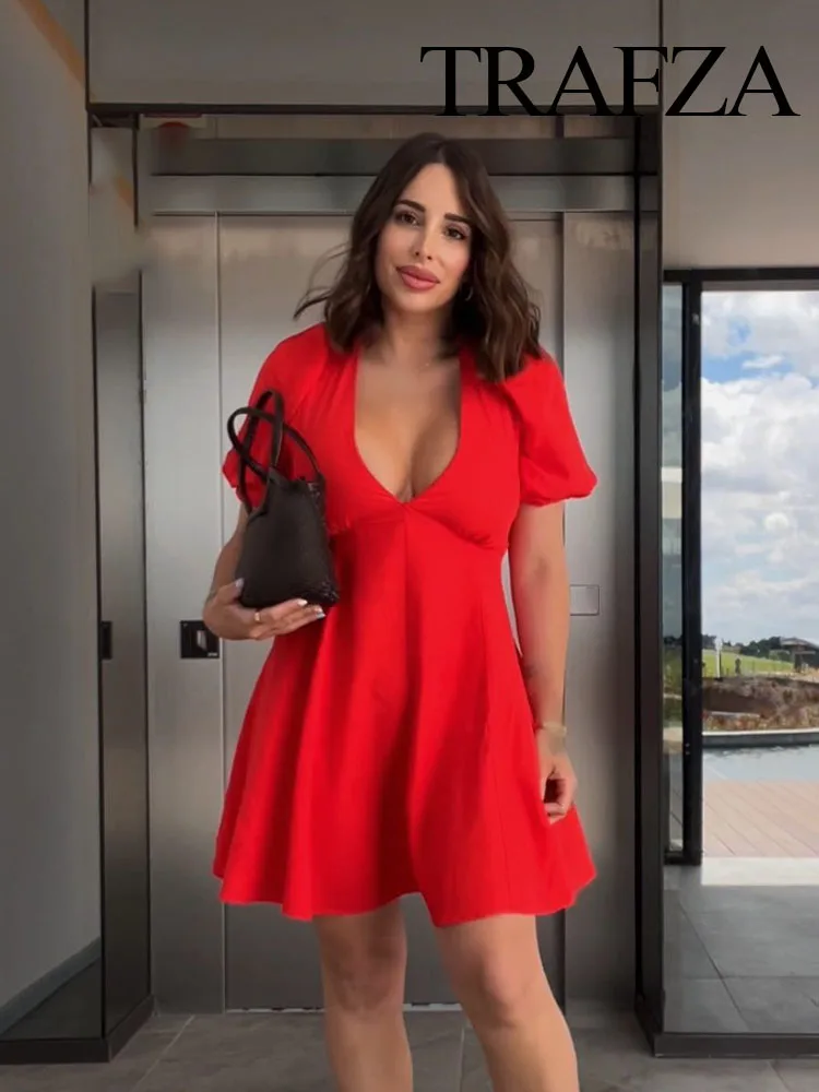 

Женское платье с коротким рукавом и V-образным вырезом, на молнии