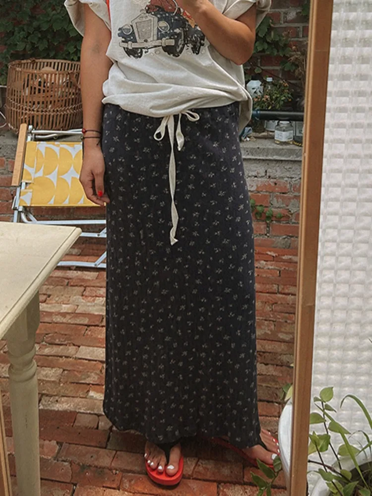 Gonna lunga floreale retrò con Dstring Dongda Gate Autunno New Sle Faionable Maglione da donna Primavera Autunno Inverno