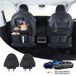 YZ Car Seatback Protector for Tesla Model 3 Y Highland Juniper Seat Back Protective Child Anti-Kick Mats Leather Storage Pockets