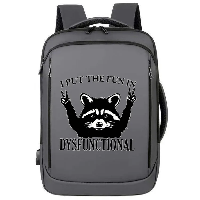 

Мужской рюкзак для ноутбука, женский школьный рюкзак, мужская дорожная сумка, милый енот, забавные цитаты, рюкзак с зарядкой через USB для мальчиков и девочек