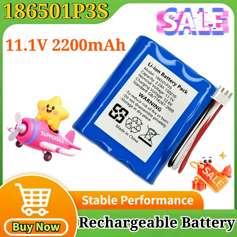 

186501P3S 11.1V 2200mAh Rechargeable Lithium-ion Battery Pack for Electronic Equipment Instruments and DIY Projects Accessories