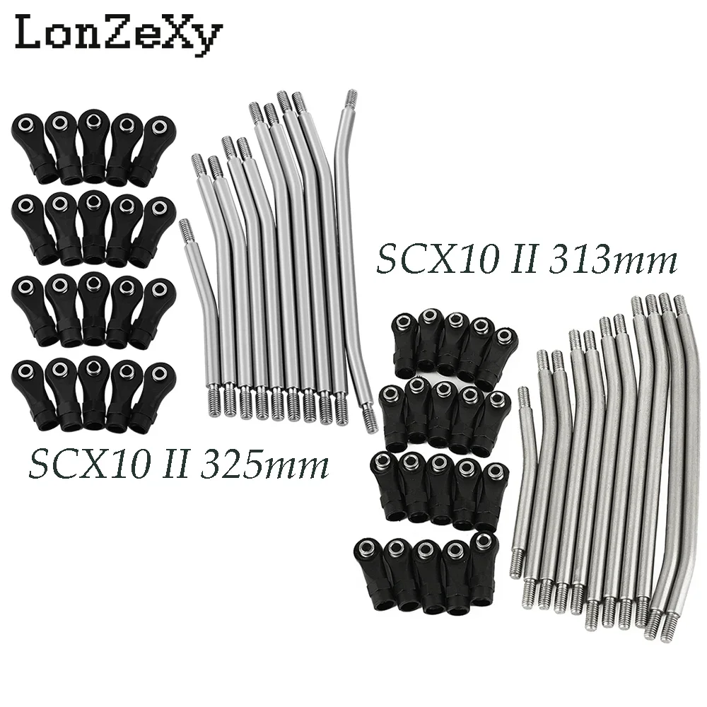 

10 шт. металлические RC-звенья, верхняя + нижняя тяга, набор звеньев шасси с пластиковым наконечником стержня для 1/10 AXIAL SCX10 II 90046 RC Crawler Car