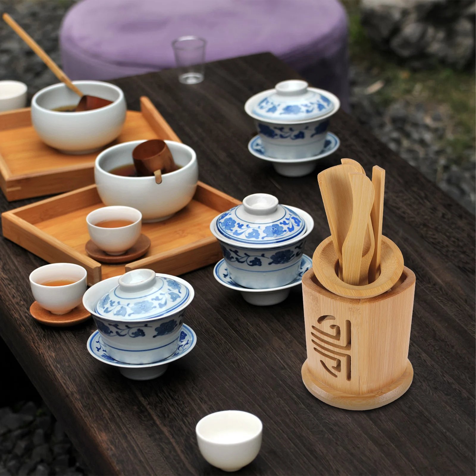 

6pcs Tea Accessories Set for Chinese Tea Tool Set Home Office Gongfu Scoop Tools Loose Leaf Utensils Portable Kit