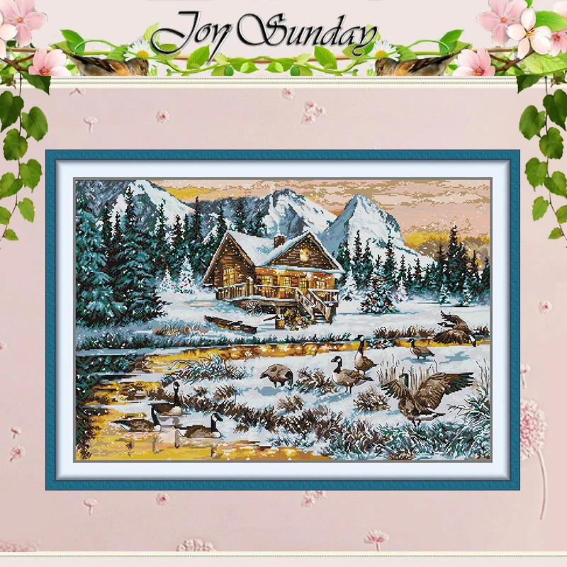 

The Geese by the Lake in Winter Patterns Набор для вышивки крестом 11CT 14CT 16CT Набор для вышивки крестом с тиснением Рукоделие
