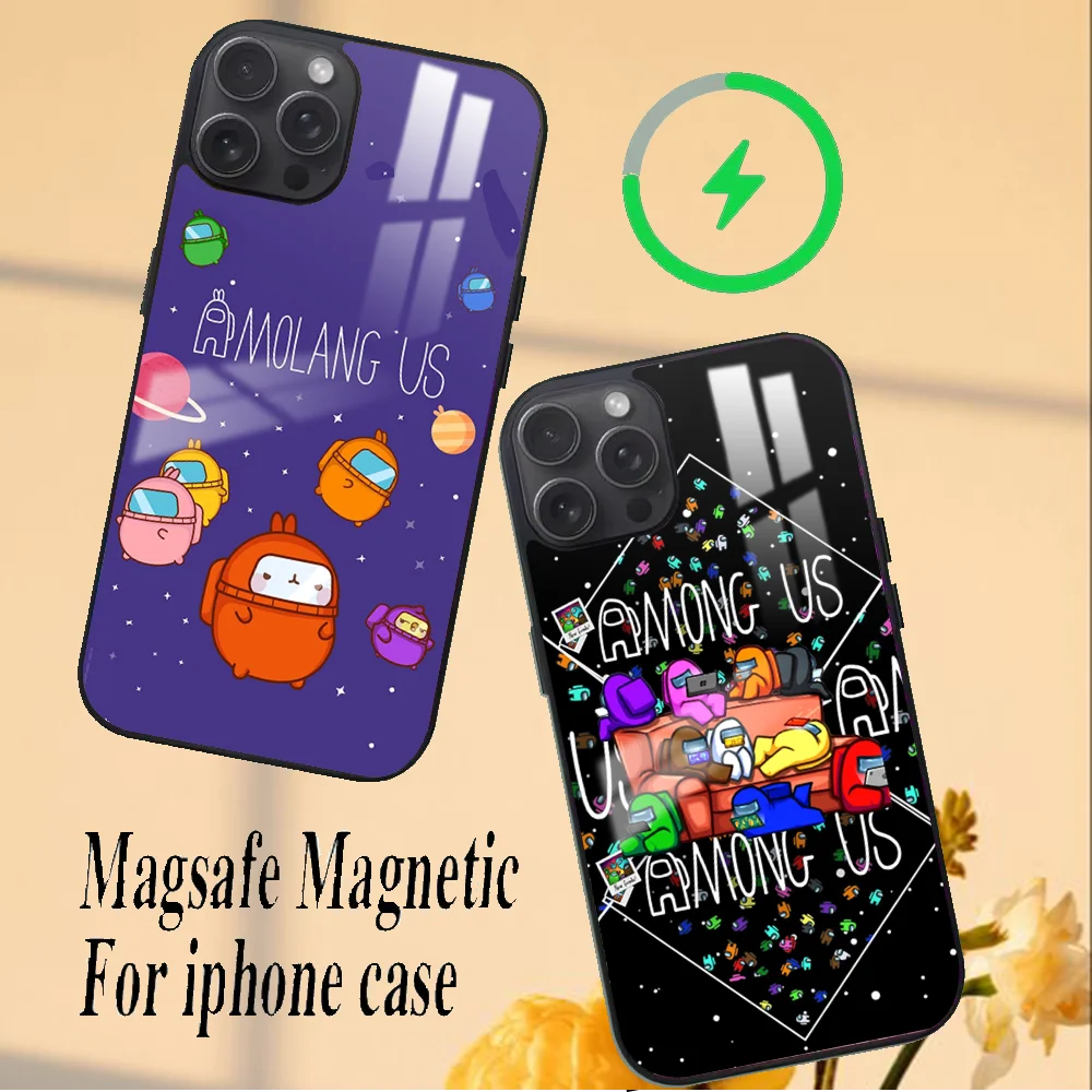 A-AMonGes Us-es Phone Case For iPhone 16 15 14 13 12 11 PRO MAX PLUS Mini Magnetic wireless mirror phone case