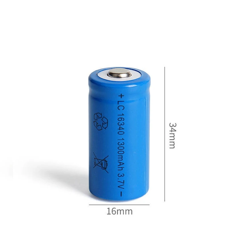 3.7V 16340 1300mAh Li-ion Rechargeable Battery CR123A Batteries for Flashlight, Surveillance Camera, Laser Pointer CR17345