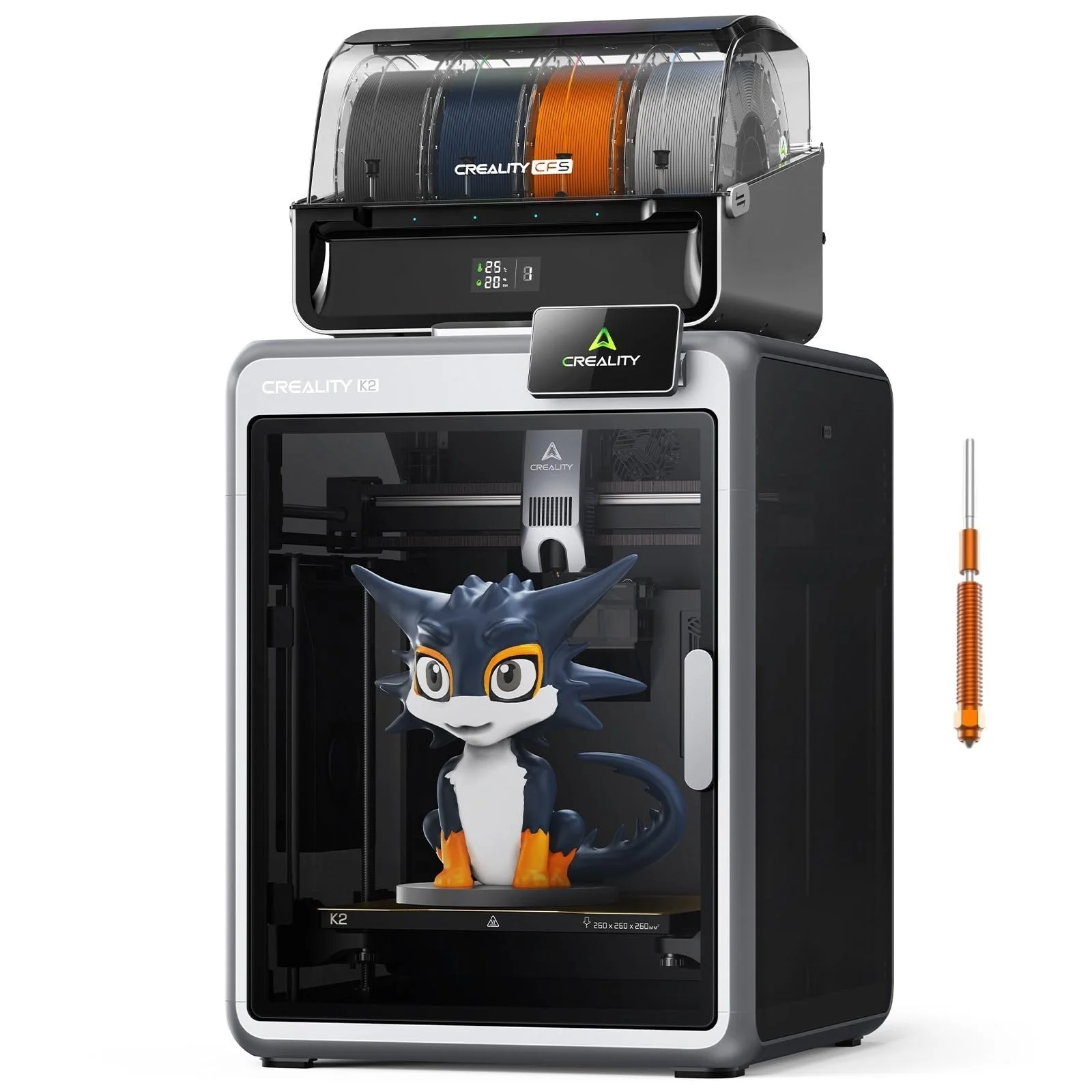 

Creality K2 Combo 3D Printer, Multicolor Printing with CFS, High-Speed 600mm/s,Smart Auto Leveling, Quiet Printing, 300°C Nozzle