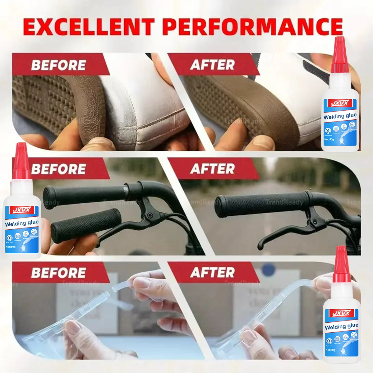 50 جرام من الغراء الزيتي الفوري الفائق اللصق القوي عالي المقاومة، للبلاستيك، للإصلاحات السريعة للسيراميك والخشب والزجاج والأحذية، لاصق سائل عديم اللون فائق القوة #5