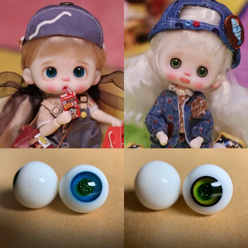 

Ob11 Baby Glass Eye Bead Color Movable Black Pearl 10mm 8mm Diy 8 Points BJD Doll Doll Accessories