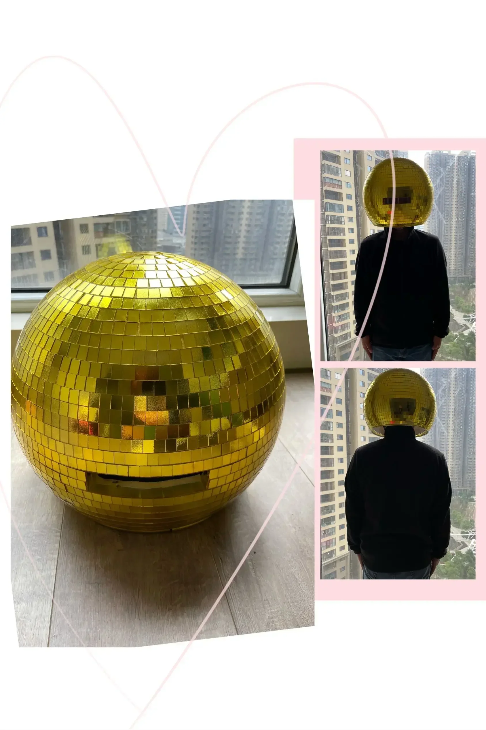 Disco Gold Mirror Ball Helmet Silver Mask Cosplay Show DJ Nightclub Musical Festival Dance Party DJ Bar Stage Performance