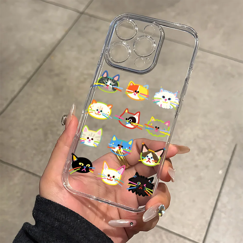 

Fun Colorful Cat Silicone Phone Case for IPhone 17 16 15 14 13 12 11 Pro Xs Max Air Mini 7 8 6 6s Plus SE 2020 2022 Cover