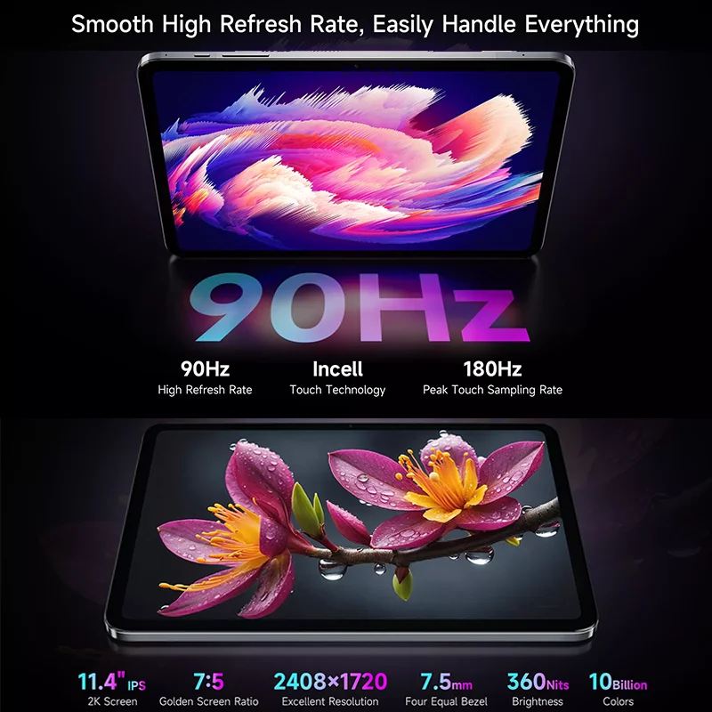 BMAX- พาวเวอร์ I12, 	 Android 15, แท็บเล็ต 11.4 นิ้ว ARM MALI-G57 MC2,8GB+16GB ขยาย 256GB SSD dual band Wi Fi แท็บเล็ต USB
