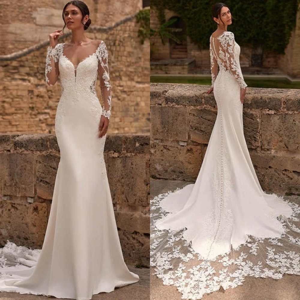 فساتين زفاف كلاسيكية حديثة رائعة ساحرة رومانسية على شكل قلب مزينة بوق لحفلات الزفاف مناسبة مخصصة