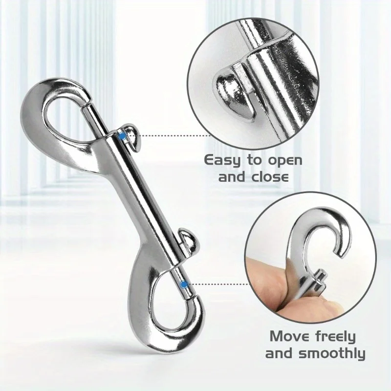 2pcs Double Ended Snaps,Zinc Alloy Trigger Metal Clip, Silvery Double Ended Snap Hooks for Pet Dog Leash,Water Bucket Hooks