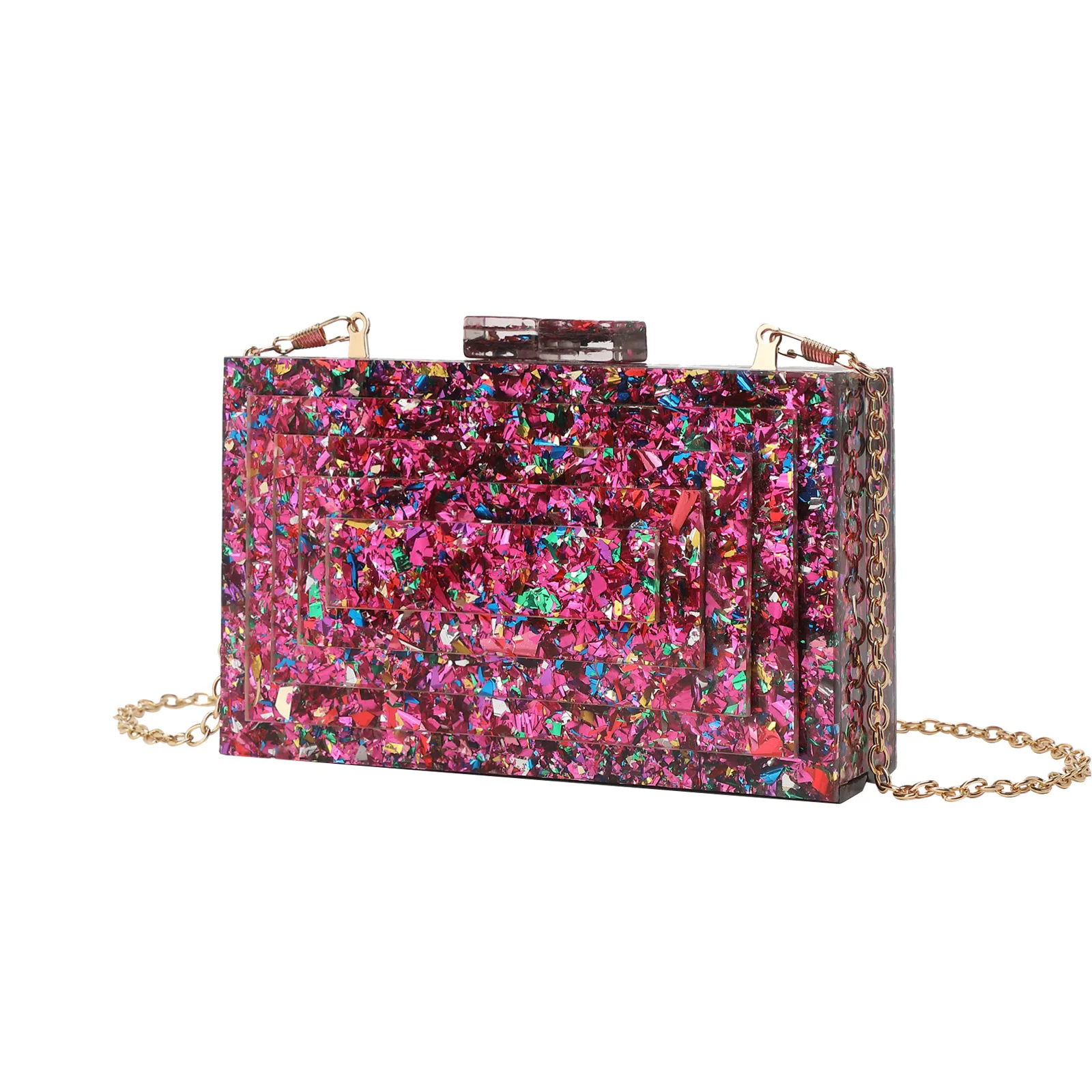 حقيبة عشاء أكريليك، حقيبة يد عصرية ذات جو سلسلة كتف، حقيبة ساعي البريد، ملابس الحفلات والولائم المسائية