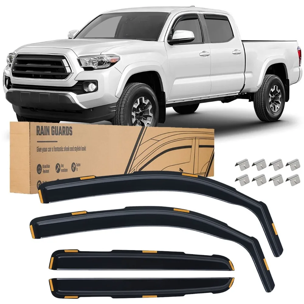 

In-Channel Rain Guards Vent Visors Shade for 2016-2023 Toyota Tacoma Acrylic