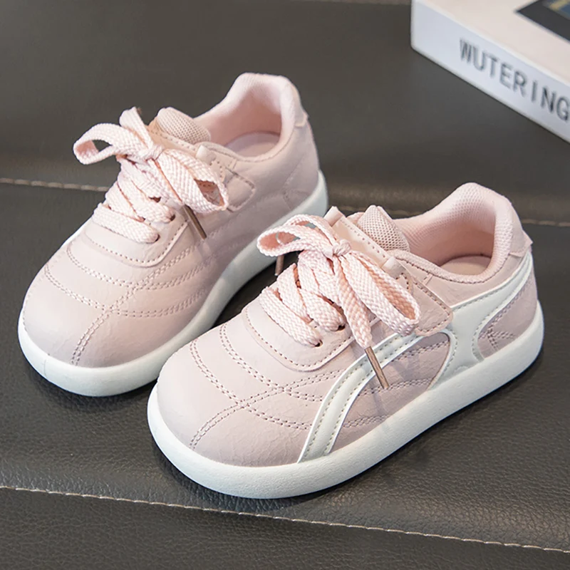 

PU Leather Sport Shoes For Children Trend Fashion Teenager Kid's Sneakers Soft-soled Anti-slippery Boy's Girl's Running Shoes