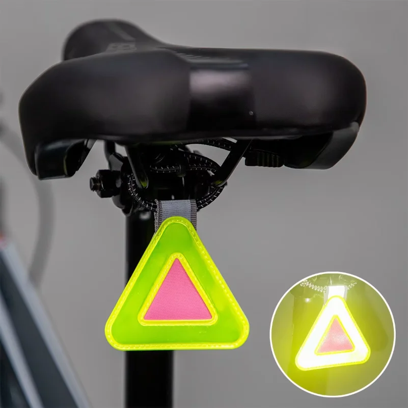 Multifunctional Elastic Reflective Triangle Sign Bicycle Saddle Hanging Reflector Night Riding Safety Warning Tag Safety protect