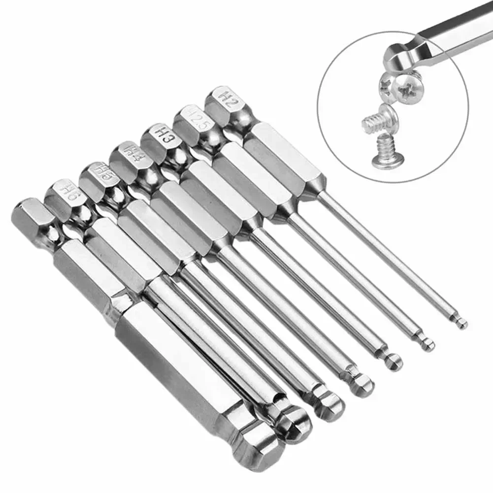 1pc Ball End Hex Screwdriver Bit Magnetic Ball End Hexagon Head Screwdriver Bits Screw Driver Bits Drill Tools H2 H2.5 H3 H4 H5