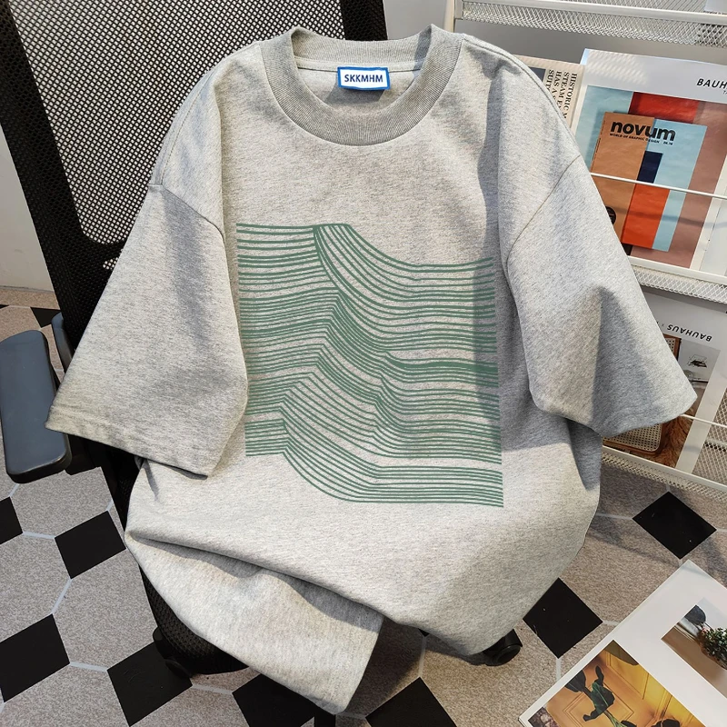 Men Clothing High Street Print Plus Size Youth T Shirts Men's Summer New O-neck Short Sleeve Fashion Tops Casual Harajuku Trend