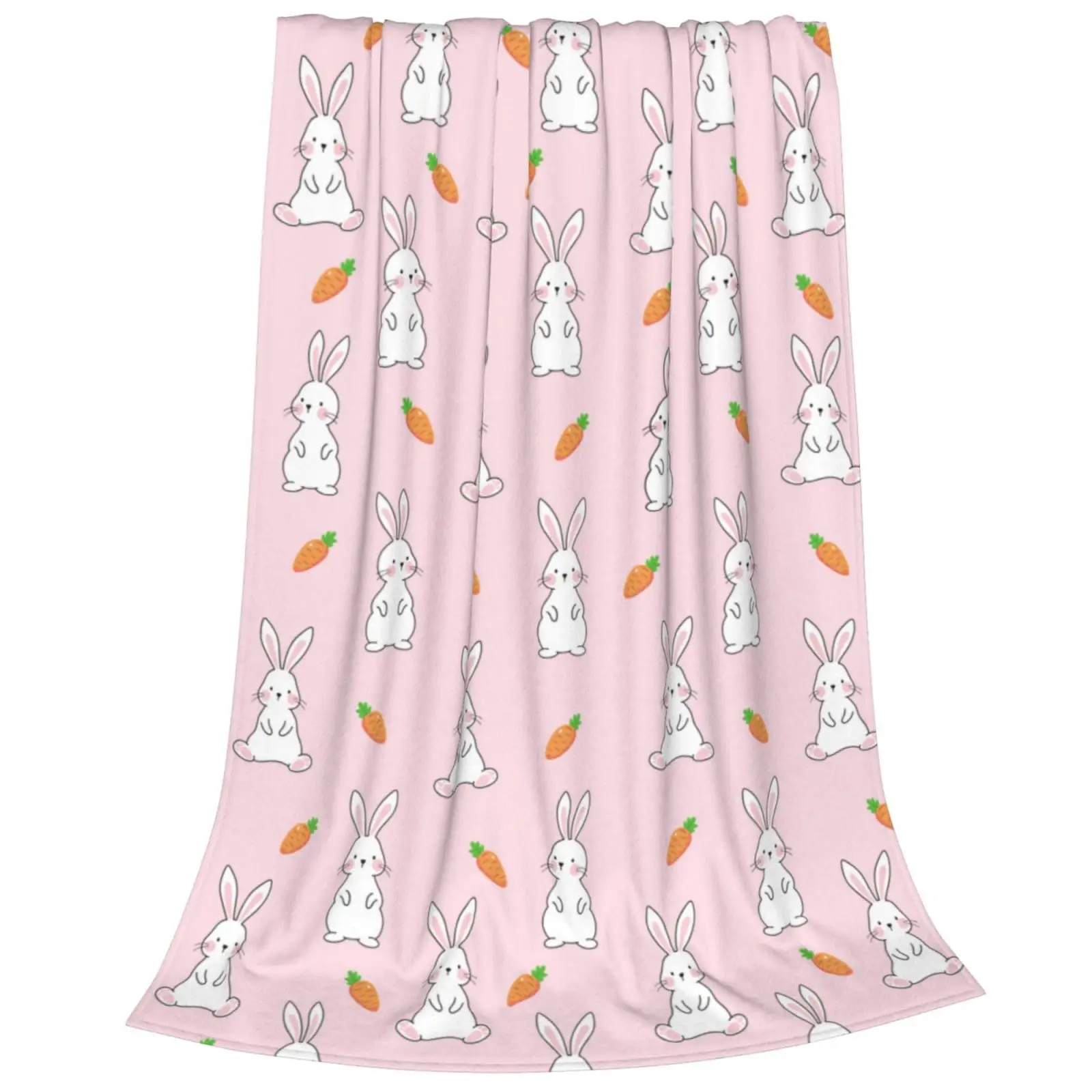 Cute Cartoon Carrot Blanket, Soft Flannel Throw Blanket for Couch Chair Bed Travel, Cozy Lightweight Warm Fluffy Fuzzy Blanket