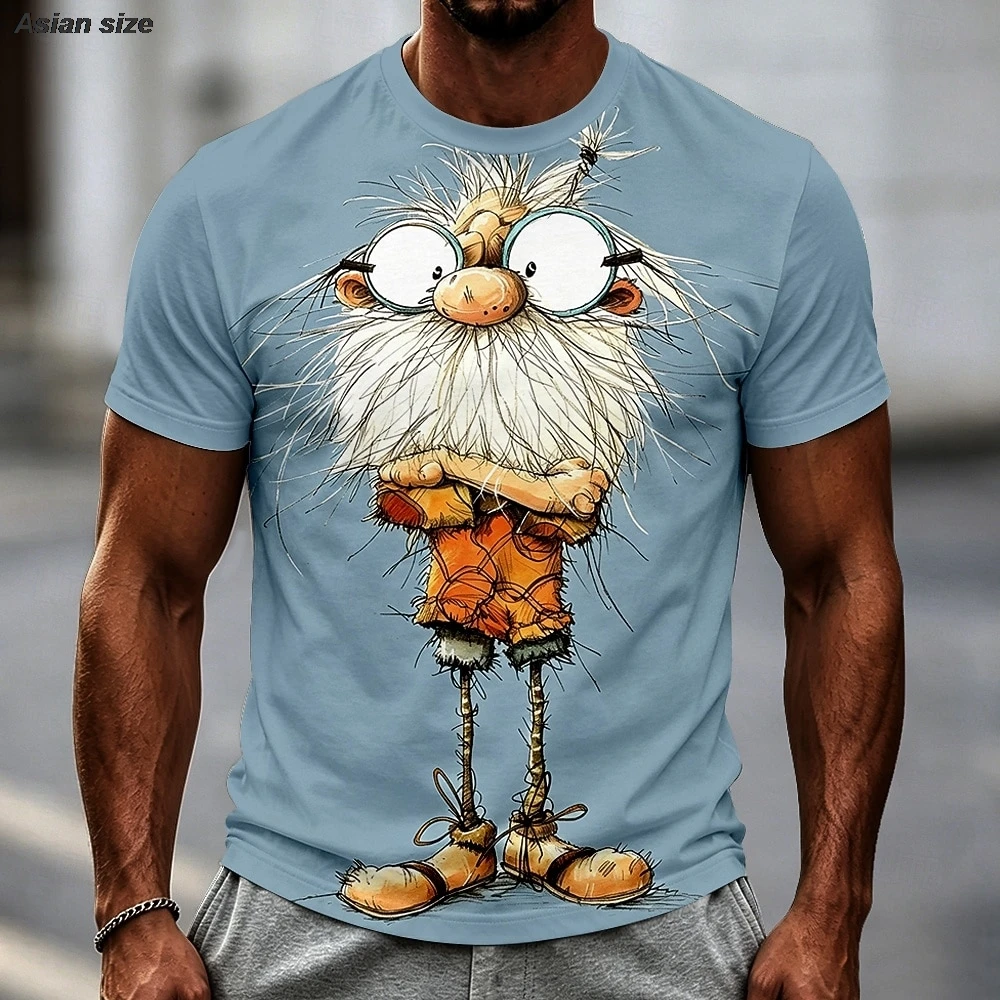 Fashion Men's Old Man T Shirt Short Sleeve T shirt 3D Print Crew Neck Shirt Exaggerated Designer Club Party T-shirts