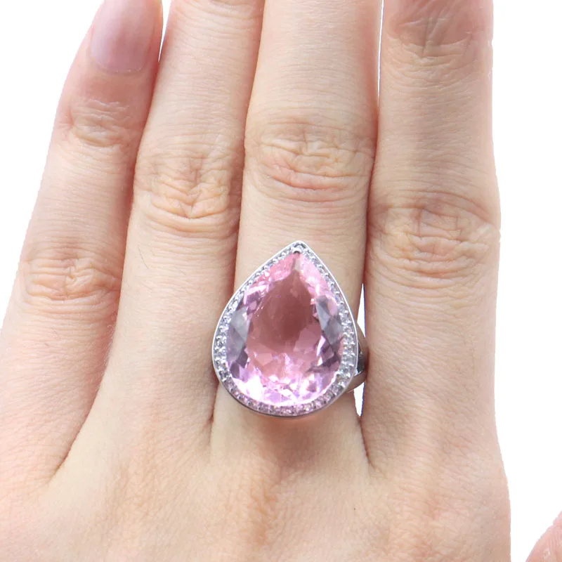 

Buy 5 Get 1 Free 24x19mm SheCrown Big Gemstone Pink Kunzite Golden Citrine London Blue Topaz Violet Tanzanite Silver Rings