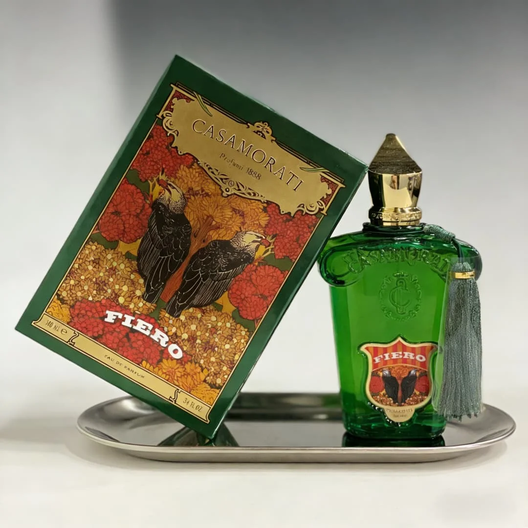

Casamorati Fiero 1888 EDP | Vintage green bottle with tassel, bright citrus-woody notes, Italian luxury vibe
