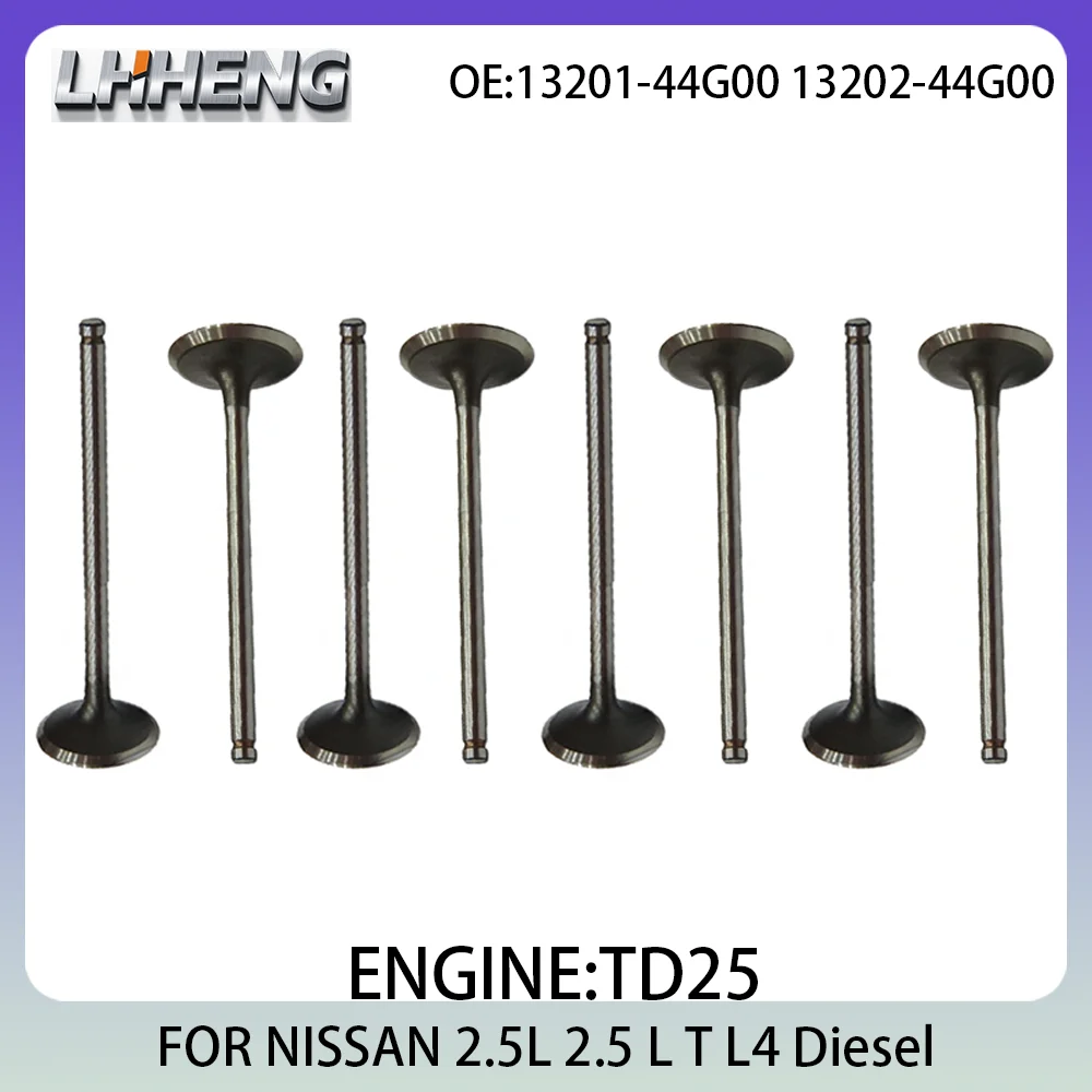 8pcs New Intake & Exhaust Valve Kit For NISSAN CABSTAR NAVARA PICK UP URVAN 2.5L 2.5 L T L4 86-05 13201-44G00 13202-44G00 TD25