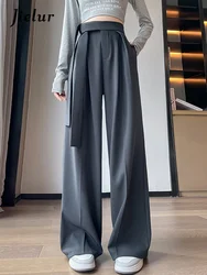 Jielur Autumn Thick Chic Female Suit Pants Lace-up High Waist Straight Casual Solid Color Fashion Women's Trousers Streetwear