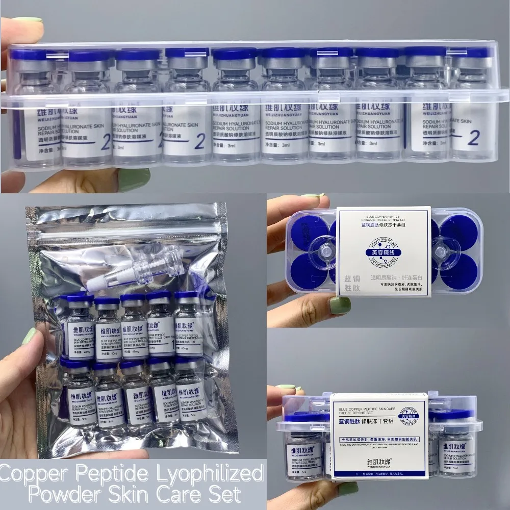 Blaues Kupferpeptid Lyophilisiertes Pulver GHK-CU Hautpflege Straffendes Essenz-Serum-Set Effektiv zur Verbesserung der Elastizität und Hautbarriere Nährend