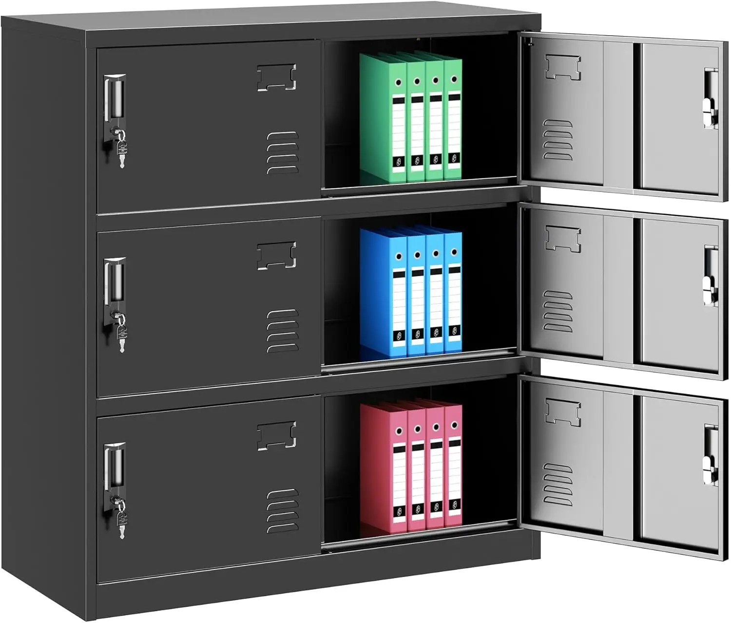 

Metal Locker, 6 Doors Storage Locker for Employees for Office,Black Lockable Steel Locker Cabinet for Home, Garage, Gym,