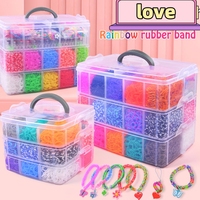 15000 large three-layer rainbow hand knitting bracelets DIY coloured rubber bands childrens educational toys