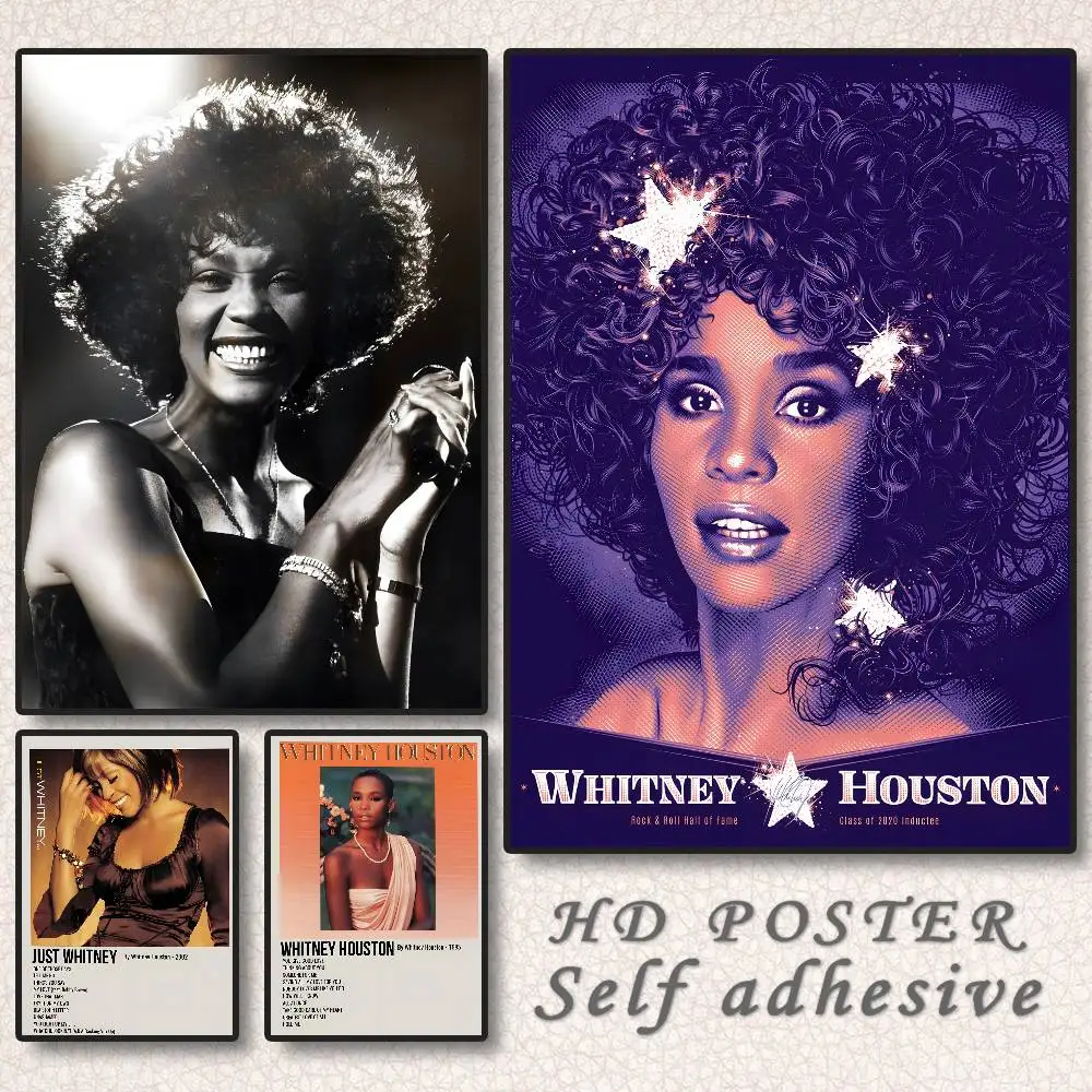 ملصق W-Whitney هيوستن عالي الدقة على الحائط اللاصق المقاوم للماء لغرفة المعيشة المنزلية وغرفة النوم والديكور الجمالي