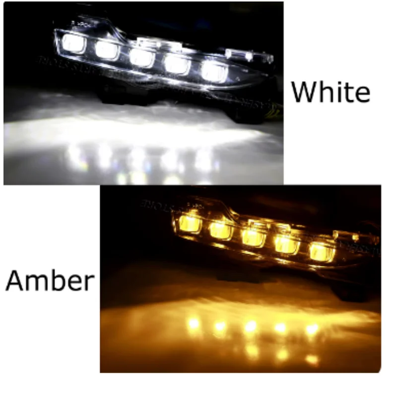 Suitable for Tesla Model 3 y projector-style DRL LED front fog light white LED DRL and amber LED sequential turn signal function