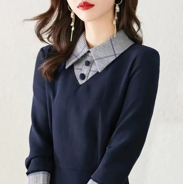 

Dress women's fashionable, casual and elegant 2026 autumn new long sleeved waist cinching slim fit long sleeved dress